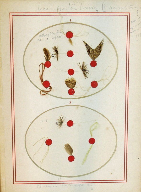 March Browns and "Spring or Dottrill Dun." The flies and materials are in almost pristine condition despite being 143 years old. I've seen 4 other copies over the years and in this copy the flies are about the best I've seen.